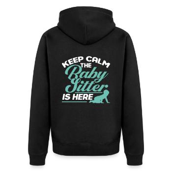 Babysitter Geschenk Babysitting Bester Babysitter - Unisex Premium Bio Zip Hoodie - Schwarz - Hinten - Nico (187cm)
