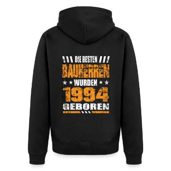 Bauherr Geburtstag Die Besten Bauherren wurden - Unisex Premium Bio Zip Hoodie - Schwarz - Hinten - Nico (187cm)