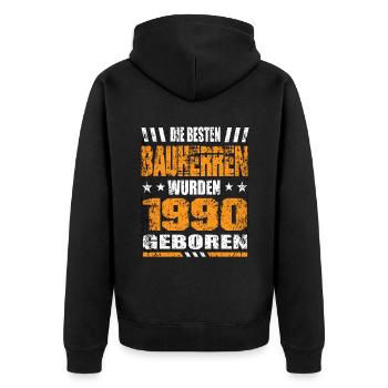 Bauherr Geburtstag Die Besten Bauherren wurden - Unisex Premium Bio Zip Hoodie - Schwarz - Hinten - Nico (187cm)