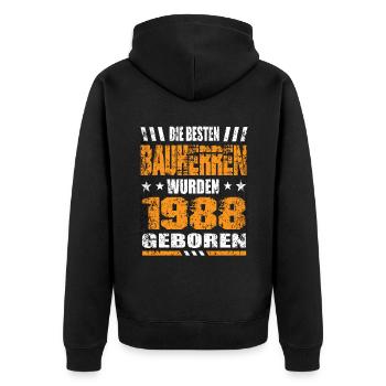 Bauherr Geburtstag Die Besten Bauherren wurden - Unisex Premium Bio Zip Hoodie - Schwarz - Hinten - Nico (187cm)