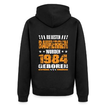 Bauherr Geburtstag Die Besten Bauherren wurden - Unisex Premium Bio Zip Hoodie - Schwarz - Hinten - Nico (187cm)