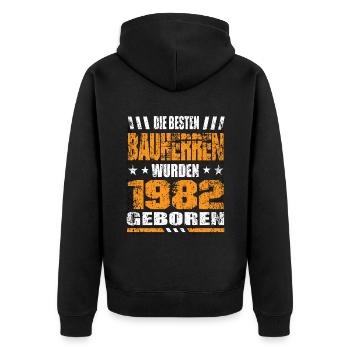 Bauherr Geburtstag Die Besten Bauherren wurden - Unisex Premium Bio Zip Hoodie - Schwarz - Hinten - Nico (187cm)