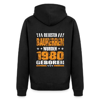 Bauherr Geburtstag Die Besten Bauherren wurden - Unisex Premium Bio Zip Hoodie - Schwarz - Hinten - Nico (187cm)