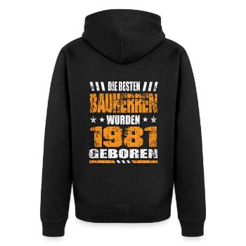 Bauherr Geburtstag Die Besten Bauherren wurden - Unisex Premium Bio Zip Hoodie - Schwarz - Hinten - Nico (187cm)