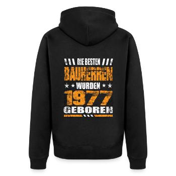 Bauherr Geburtstag Die Besten Bauherren wurden - Unisex Premium Bio Zip Hoodie - Schwarz - Hinten - Nico (187cm)