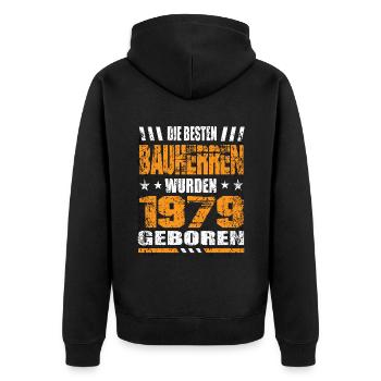 Bauherr Geburtstag Die Besten Bauherren wurden - Unisex Premium Bio Zip Hoodie - Schwarz - Hinten - Nico (187cm)