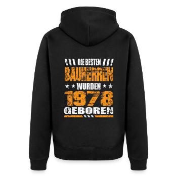 Bauherr Geburtstag Die Besten Bauherren wurden - Unisex Premium Bio Zip Hoodie - Schwarz - Hinten - Nico (187cm)