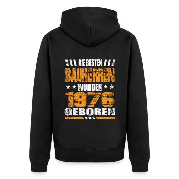 Bauherr Geburtstag Die Besten Bauherren wurden - Unisex Premium Bio Zip Hoodie - Schwarz - Hinten - Nico (187cm)