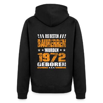 Bauherr Geburtstag Die Besten Bauherren wurden - Unisex Premium Bio Zip Hoodie - Schwarz - Hinten - Nico (187cm)