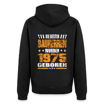 Bauherr Geburtstag Die Besten Bauherren wurden - Unisex Premium Bio Zip Hoodie - Schwarz - Hinten - Nico (187cm)