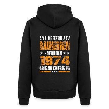 Bauherr Geburtstag Die Besten Bauherren wurden - Unisex Premium Bio Zip Hoodie - Schwarz - Hinten - Nico (187cm)