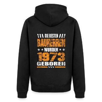 Bauherr Geburtstag Die Besten Bauherren wurden - Unisex Premium Bio Zip Hoodie - Schwarz - Hinten - Nico (187cm)
