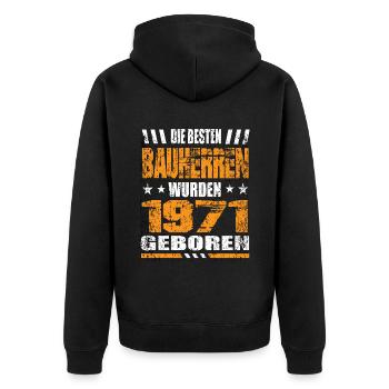 Bauherr Geburtstag Die Besten Bauherren wurden - Unisex Premium Bio Zip Hoodie - Schwarz - Hinten - Nico (187cm)