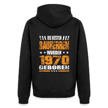 Bauherr Geburtstag Die Besten Bauherren wurden - Unisex Premium Bio Zip Hoodie - Schwarz - Hinten - Nico (187cm)