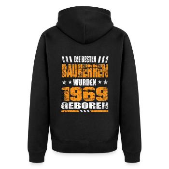 Bauherr Geburtstag Die Besten Bauherren wurden - Unisex Premium Bio Zip Hoodie - Schwarz - Hinten - Nico (187cm)