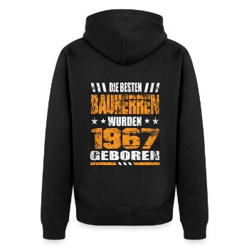 Bauherr Geburtstag Die Besten Bauherren wurden - Unisex Premium Bio Zip Hoodie - Schwarz - Hinten - Nico (187cm)