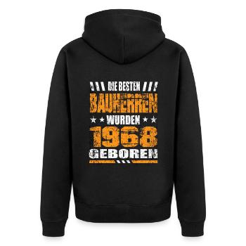 Bauherr Geburtstag Die Besten Bauherren wurden - Unisex Premium Bio Zip Hoodie - Schwarz - Hinten - Nico (187cm)
