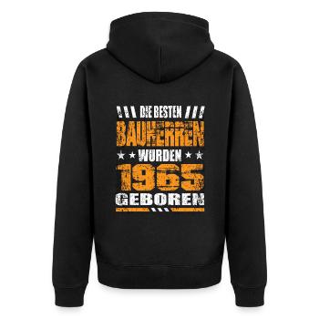 Bauherr Geburtstag Die Besten Bauherren wurden - Unisex Premium Bio Zip Hoodie - Schwarz - Hinten - Nico (187cm)