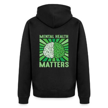 Psychische Gesundheit ist wichtig Brain Awareness Vintage - Unisex Premium Bio Zip Hoodie - Schwarz - Hinten - Nico (187cm)
