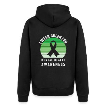 I Wear Green for Mental Health Awareness Vintage - Veste à capuche bio Premium Unisexe - noir - Dos - Nico (187cm)