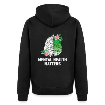 Mental Health Matters Floral Brain Awareness - Unisex Premium Organic Zip Hoodie - black - Back - Nico (187cm)