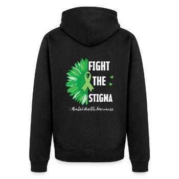 Bekämpfen Sie das Stigma Mental Health Awareness - Unisex Premium Bio Zip Hoodie - Schwarz - Hinten - Nico (187cm)