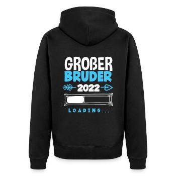 Nachwuchs Sohn Großer Bruder 2022 - Unisex Premium Bio Zip Hoodie - Schwarz - Hinten - Nico (187cm)