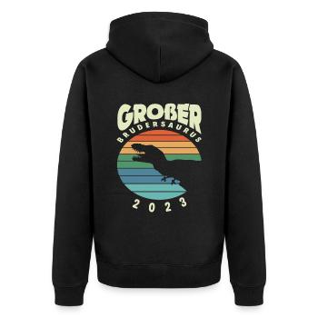 Dinosaurier Sohn Nachwuchs Bruder 2023 - Unisex Premium Bio Zip Hoodie - Schwarz - Hinten - Nico (187cm)