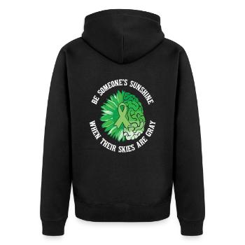 Sei Someonnes Sonnenschein, wenn ihr Himmel grau ist - Unisex Premium Bio Zip Hoodie - Schwarz - Hinten - Nico (187cm)
