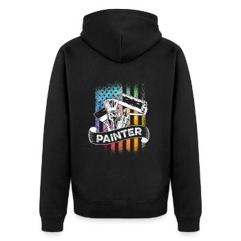Painter Job Vintage Amerika Arbeiter - Unisex Premium Bio Zip Hoodie - Schwarz - Hinten - Nico (187cm)