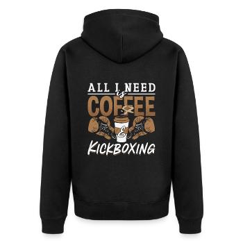Kickboxing All I Need Is Coffee Kickboxer Fighter - Unisex Premium Bio Zip Hoodie - Schwarz - Hinten - Nico (187cm)