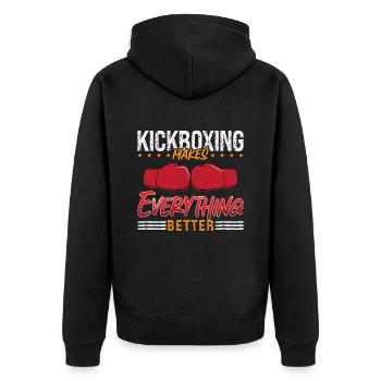Kickboxing Makes Everything Better Kickboxer Fight - Unisex Premium Bio Zip Hoodie - Schwarz - Hinten - Nico (187cm)