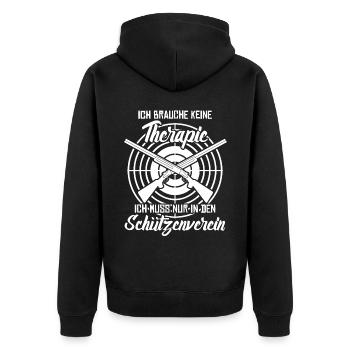 Schießsport Sportschütze Schützenkönig - Unisex Premium Bio Zip Hoodie - Schwarz - Hinten - Nico (187cm)