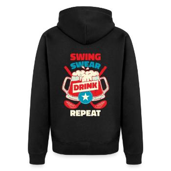 Swing Swear Drink Repeat Golf Golf Gift - Unisex Premium Organic Zip Hoodie - black - Back - Nico (187cm)