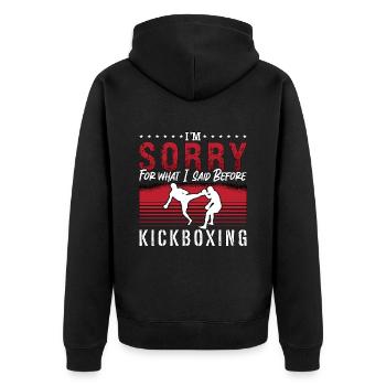 Kickboxing I'm Sorry For What Kickboxer Boxing - Unisex Premium Bio Zip Hoodie - Schwarz - Hinten - Nico (187cm)