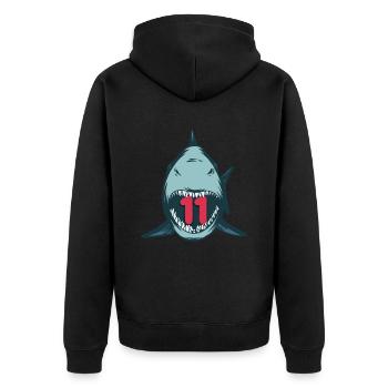 Megalodon Hai 11th birthday 11 years Megalodon - Unisex Premium Organic Zip Hoodie - black - Back - Nico (187cm)