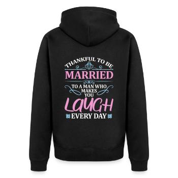 Valentins Tag Beziehung Liebes Spruch - Unisex Premium Bio Zip Hoodie - Schwarz - Hinten - Nico (187cm)