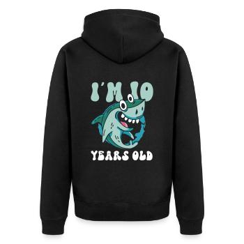 Ce petit chasseur de mégalodon a 10 ans - - Veste à capuche bio Premium Unisexe - noir - Dos - Nico (187cm)