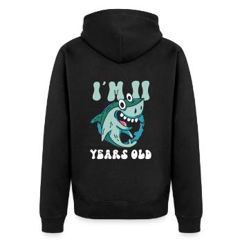 Ce petit chasseur de mégalodon a 11 ans - - Veste à capuche bio Premium Unisexe - noir - Dos - Nico (187cm)