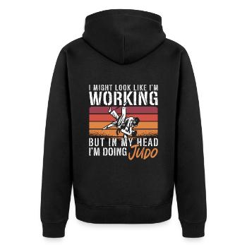 Judo I Might Look Like Fighter Karate Training - Unisex Premium Bio Zip Hoodie - Schwarz - Hinten - Nico (187cm)