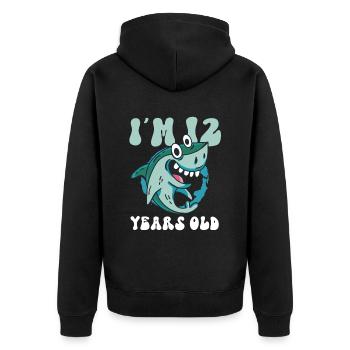 Ce petit chasseur de mégalodon a 12 ans - - Veste à capuche bio Premium Unisexe - noir - Dos - Nico (187cm)