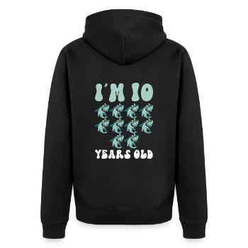 Ce petit chasseur de mégalodon a 10 ans - - Veste à capuche bio Premium Unisexe - noir - Dos - Nico (187cm)