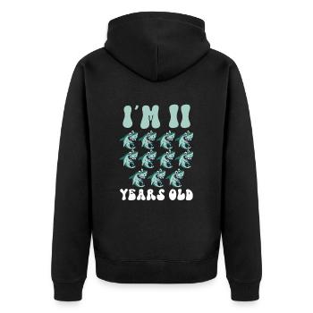 Ce petit chasseur de mégalodon a 11 ans - - Veste à capuche bio Premium Unisexe - noir - Dos - Nico (187cm)