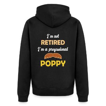 Ich bin nicht im Ruhestand, ich bin ein professioneller Mohn - Unisex Premium Bio Zip Hoodie - Schwarz - Hinten - Nico (187cm)