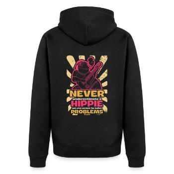 Frieden löst alle Probleme Hippie - Unisex Premium Bio Zip Hoodie - Schwarz - Hinten - Nico (187cm)
