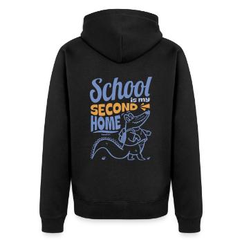 L’école est ma deuxième maison - Veste à capuche bio Premium Unisexe - noir - Dos - Nico (187cm)