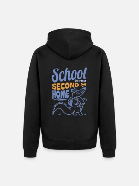 School is my second home - Unisex Premium Organic Zip Hoodie - black