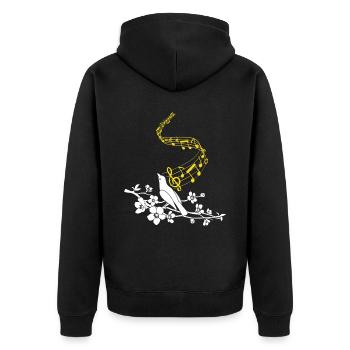 Notes de musique Oiseau chanteur mignon - Veste à capuche bio Premium Unisexe - noir - Dos - Nico (187cm)