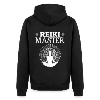 Spirituelle Energie Meditation Reiki Meister - Unisex Premium Bio Zip Hoodie - Schwarz - Hinten - Nico (187cm)