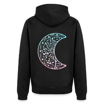 Mandala Mond Reiki Meister Yoga - Unisex Premium Bio Zip Hoodie - Schwarz - Hinten - Nico (187cm)